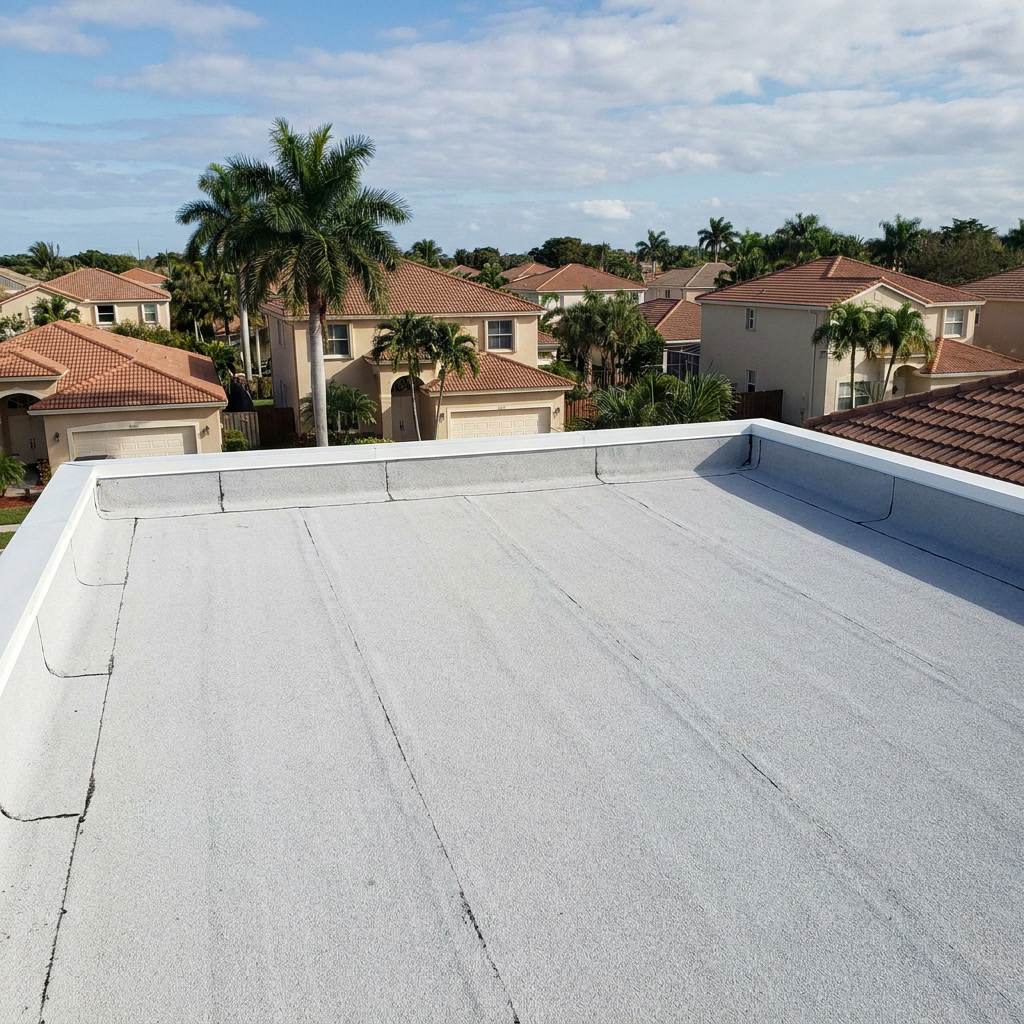Modified bitumen flat roof surface after installation Sunrise FL